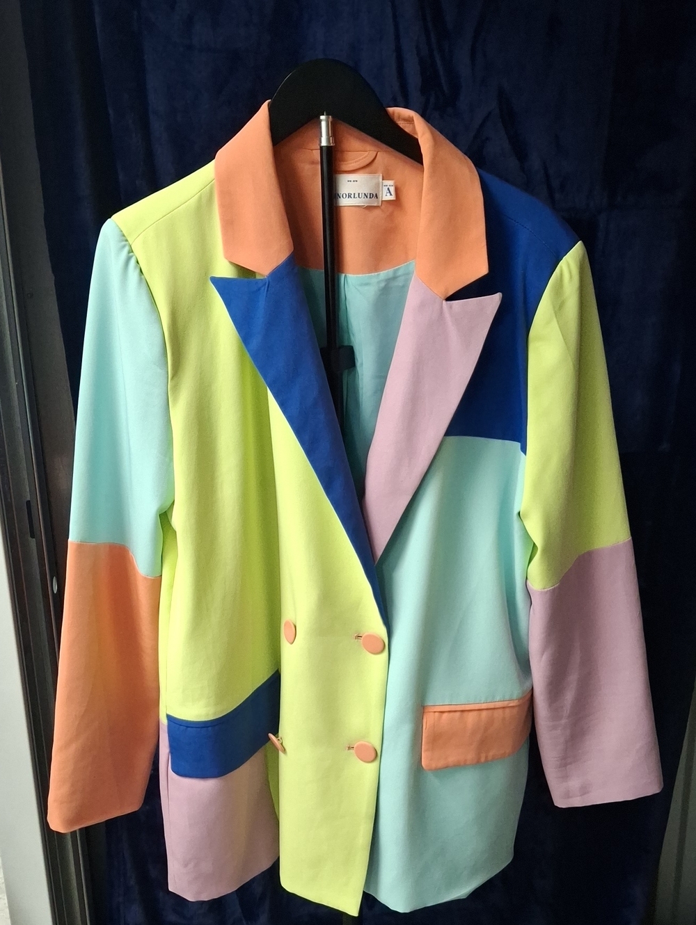 Colorblock Pastel Doubled Breast Blazer Jacket - Multicolor